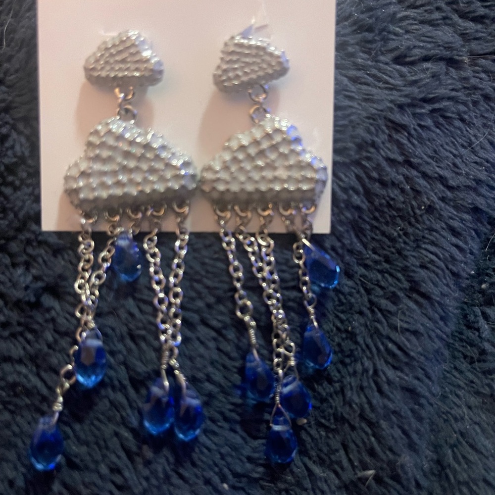 Silver and Blue Cloud Earrings